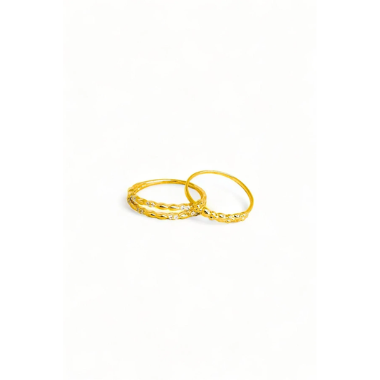Two Gold Rhinestone Piece Delicate Fashion Ring Set