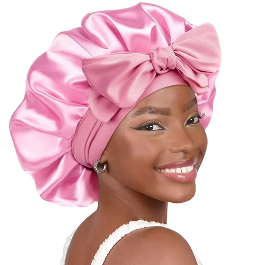 High-Quality Mulberry Silk Sleeping Bonnet for Women Large Sleep Cap with Wide Elastic Tie Band for Curly Dreadlock Braid Hair C
