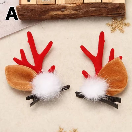 Antler and Pine Cone Christmas Hair Clips